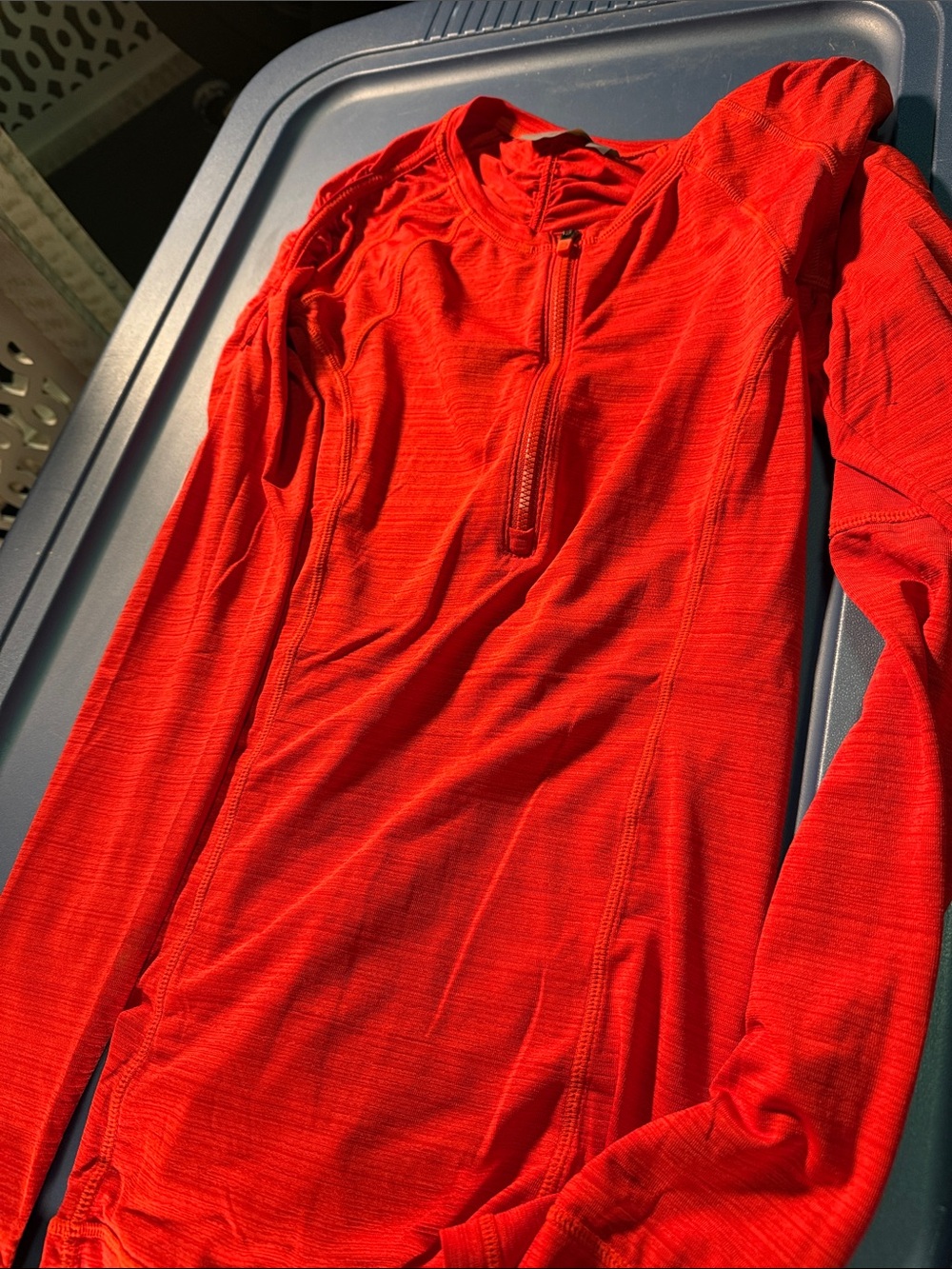 Athleta Red Quarter-Zip Cowl Neck Performance Top
